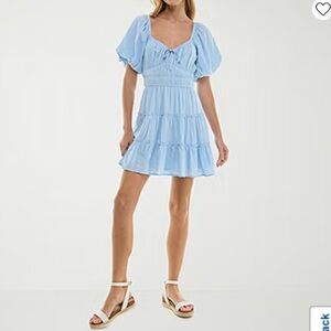 Trixxi Womens Short Sleeve Juniors Fit + Flare Dress